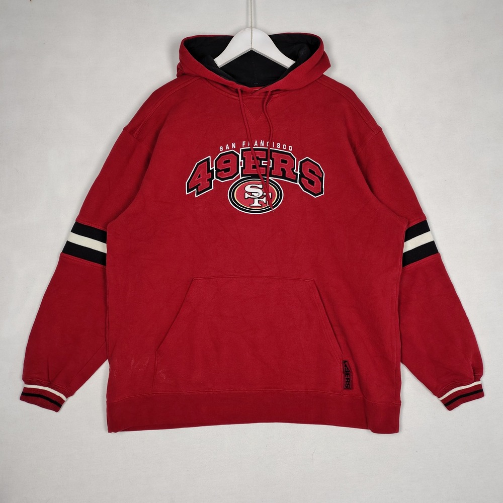 NFL San Francisco 49ers Pullover Hoodie Red Striped Sleeve Large
